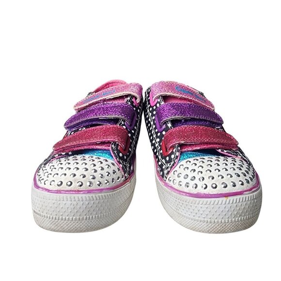 Skechers Twinkle Toes Low Top Sneakers Pink Purple Sparkles Size 2 - Picture 3 of 10